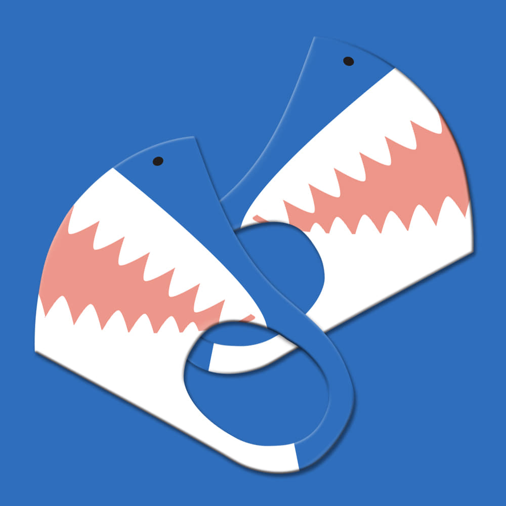 와우박스 주문제작 3D 입체 파란 상어 마스크