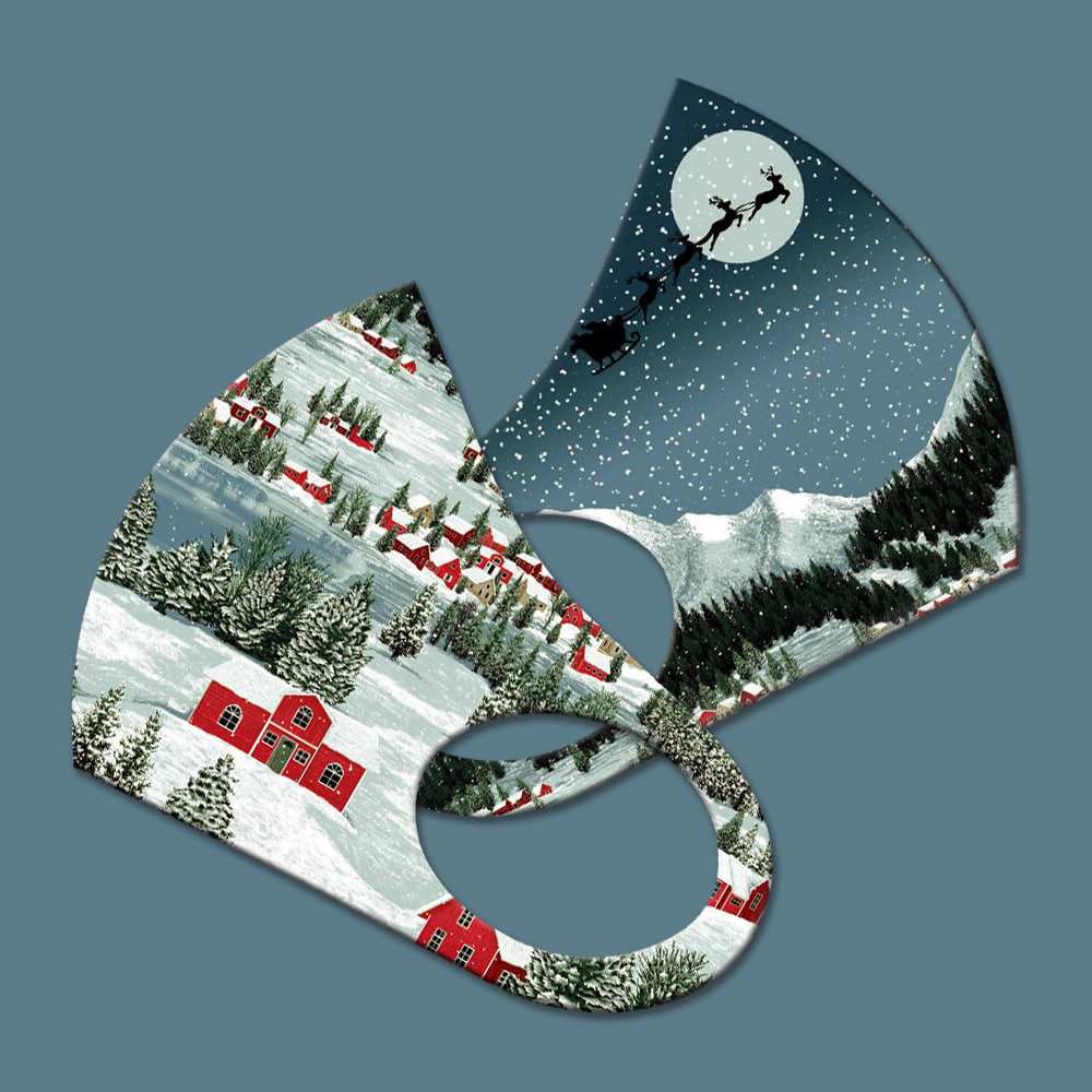 와우박스 주문제작 크리스마스 숲속마을 3D 입체 패션 마스크