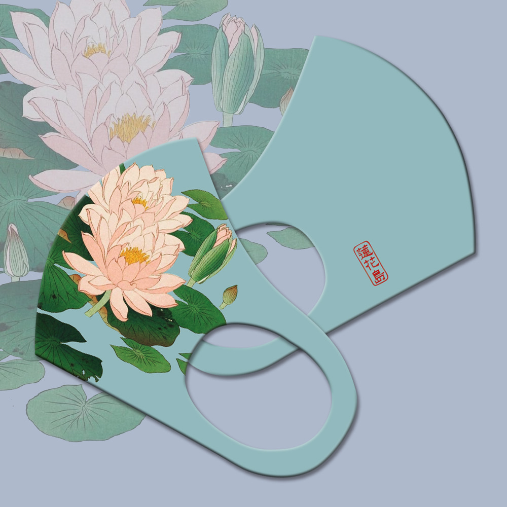 와우박스 주문제작 민화 연꽃 연화도 3D 입체 패션 마스크