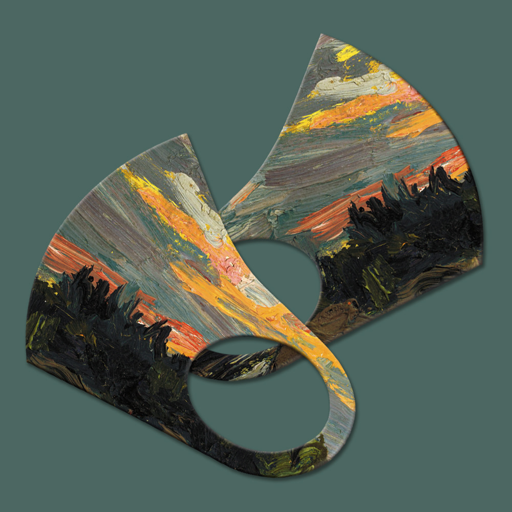 와우박스 주문제작 명화 톰 톰슨 - Sunset, Canoe Lake 3D 패션 마스크