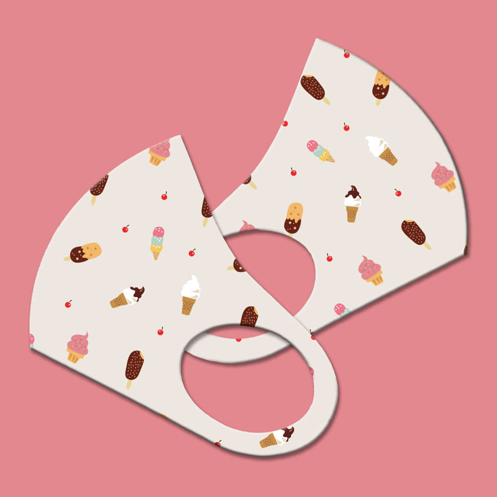 와우박스 주문제작 발렌타인데이 화이트데이 아이스크림 패턴 3D 패션 마스크