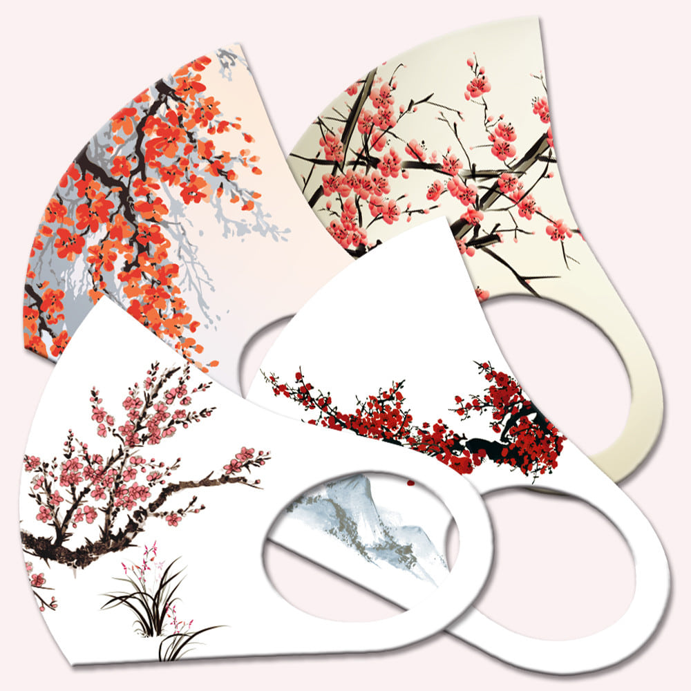 와우박스 주문제작 벚꽃 수묵화 낙관 입체 패션 마스크