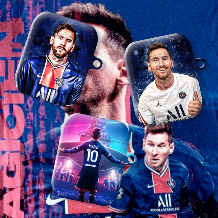 와우박스 파리생제르맹(PSG) 리오넬 메시(Lionel Messi) 커스텀 축구 에어팟 버즈 라이브 하드 케이스