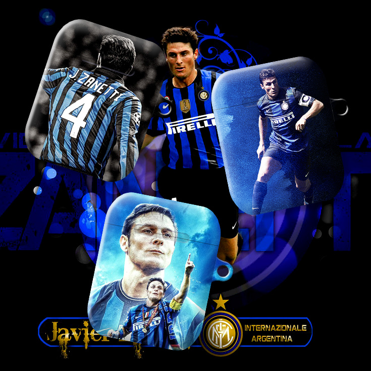와우박스 인터 밀란 레전드 하비에르 사네티(Javier Zanetti) 커스텀 축구 에어팟 버즈 라이브 하드 케이스