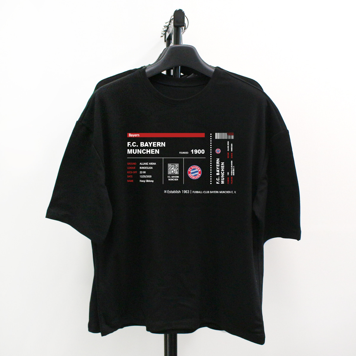 와우박스 주문제작 분데스리가 바이에른 뮌헨 티켓 디자인 오버핏 반팔 티셔츠