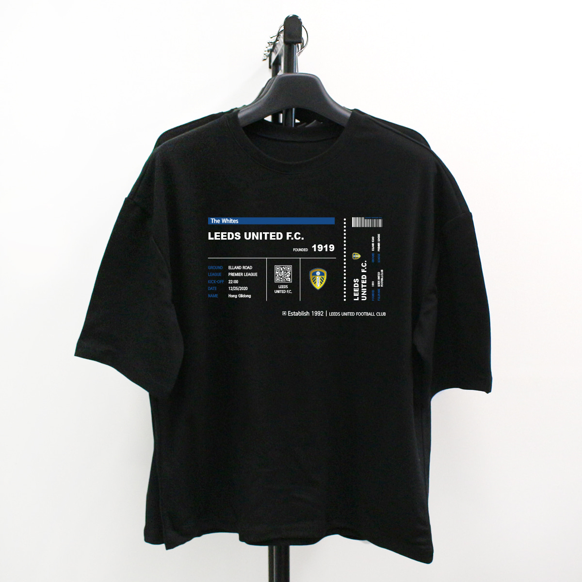 와우박스 주문제작 프리미어리그 리즈 유나이티드 티켓 디자인 오버핏 반팔 티셔츠