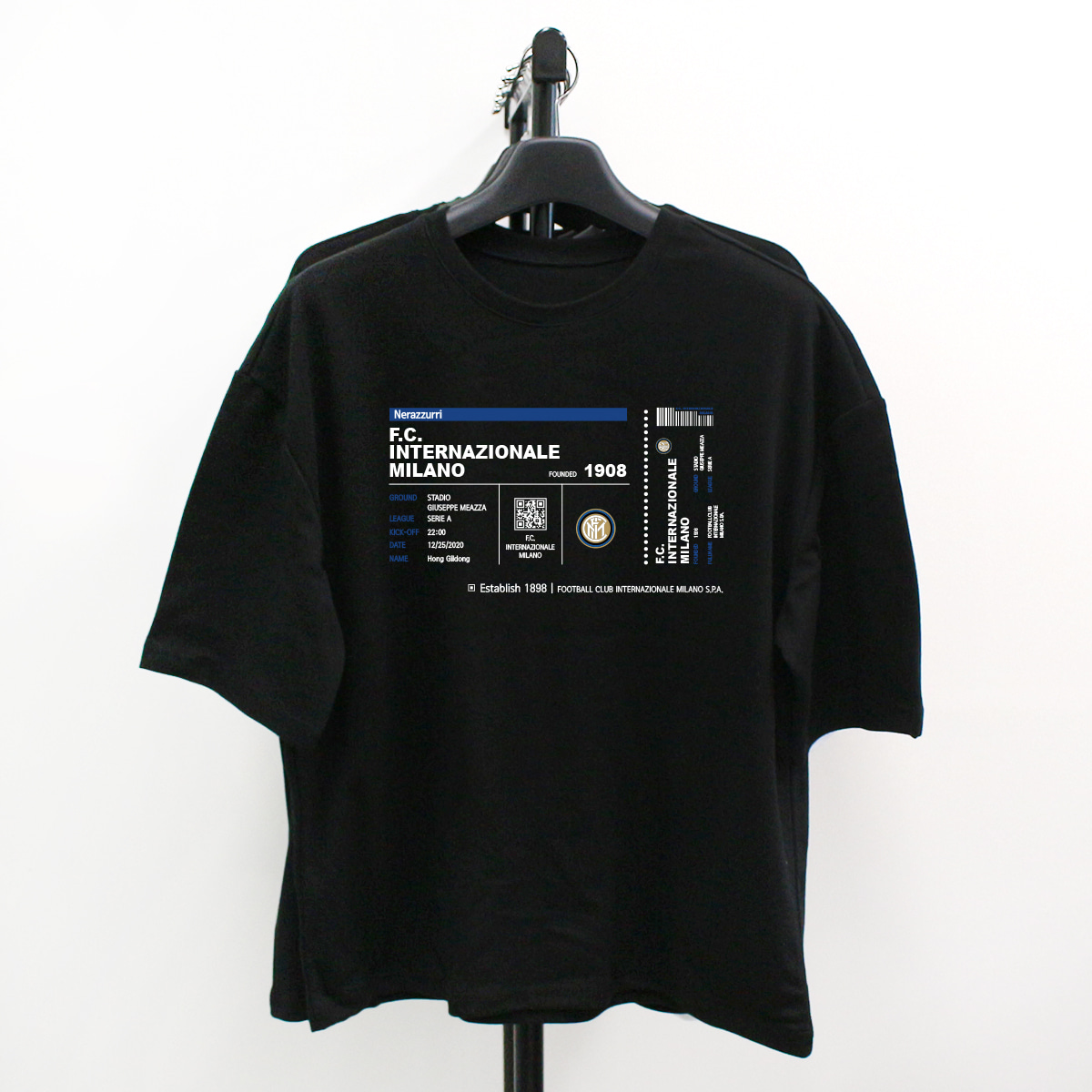 와우박스 주문제작 세리에A 인터밀란 티켓 디자인 오버핏 반팔 티셔츠