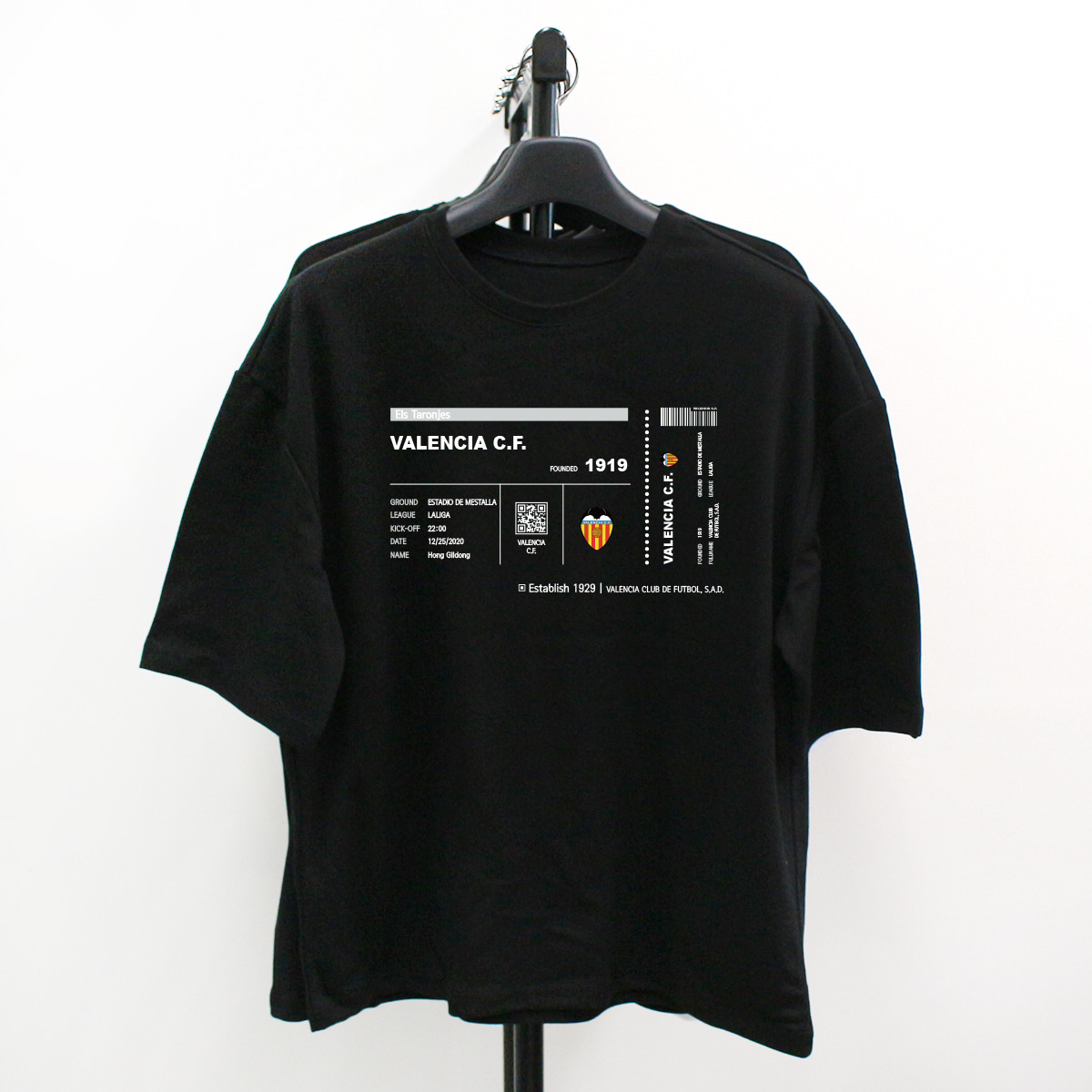 와우박스 주문제작 프리메라리가 발렌시아 티켓 디자인 오버핏 반팔 티셔츠