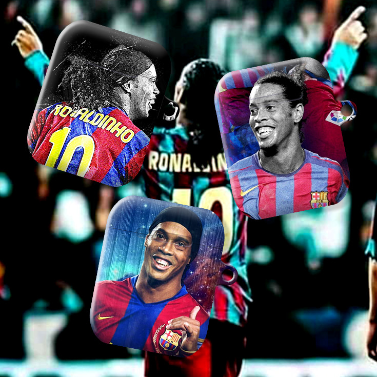 와우박스 프리메라리가 바르셀로나 레전드 호나우지뉴(Ronaldinho) 에어팟 버즈 축구 선수 이어폰 케이스