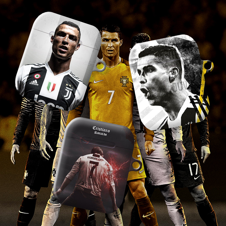 와우박스 유벤투스 크리스티아누 호날두(Cristiano Ronaldo) 커스텀 축구 에어팟 버즈 하드 케이스