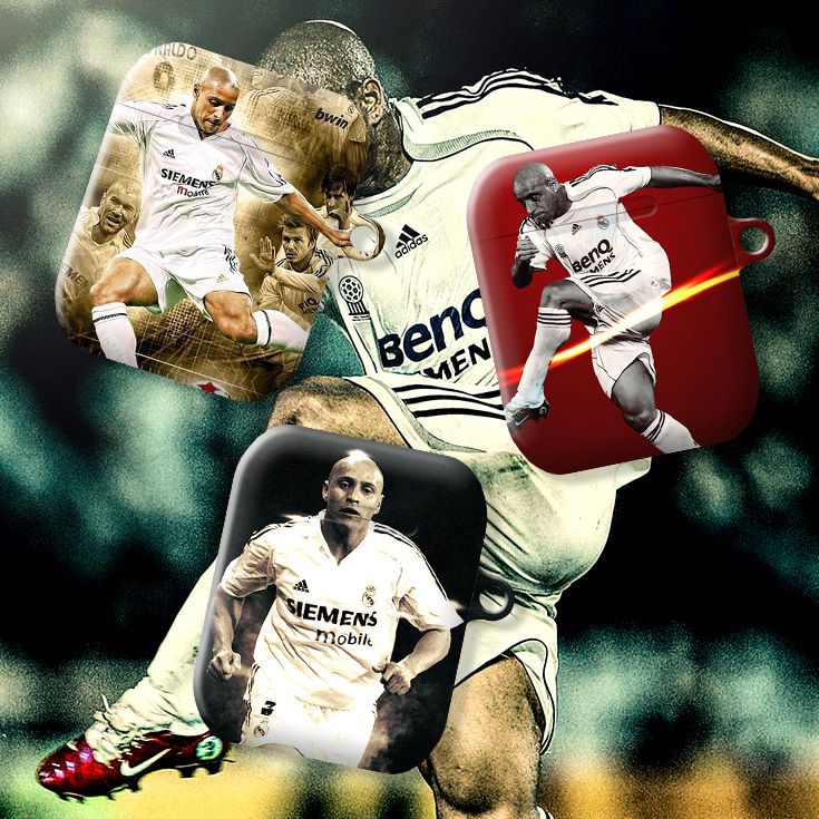 와우박스 레알 마드리드 레전드 호베르투 카를로스(Roberto Carlos) 커스텀 축구 에어팟 버즈 라이브 하드 케이스