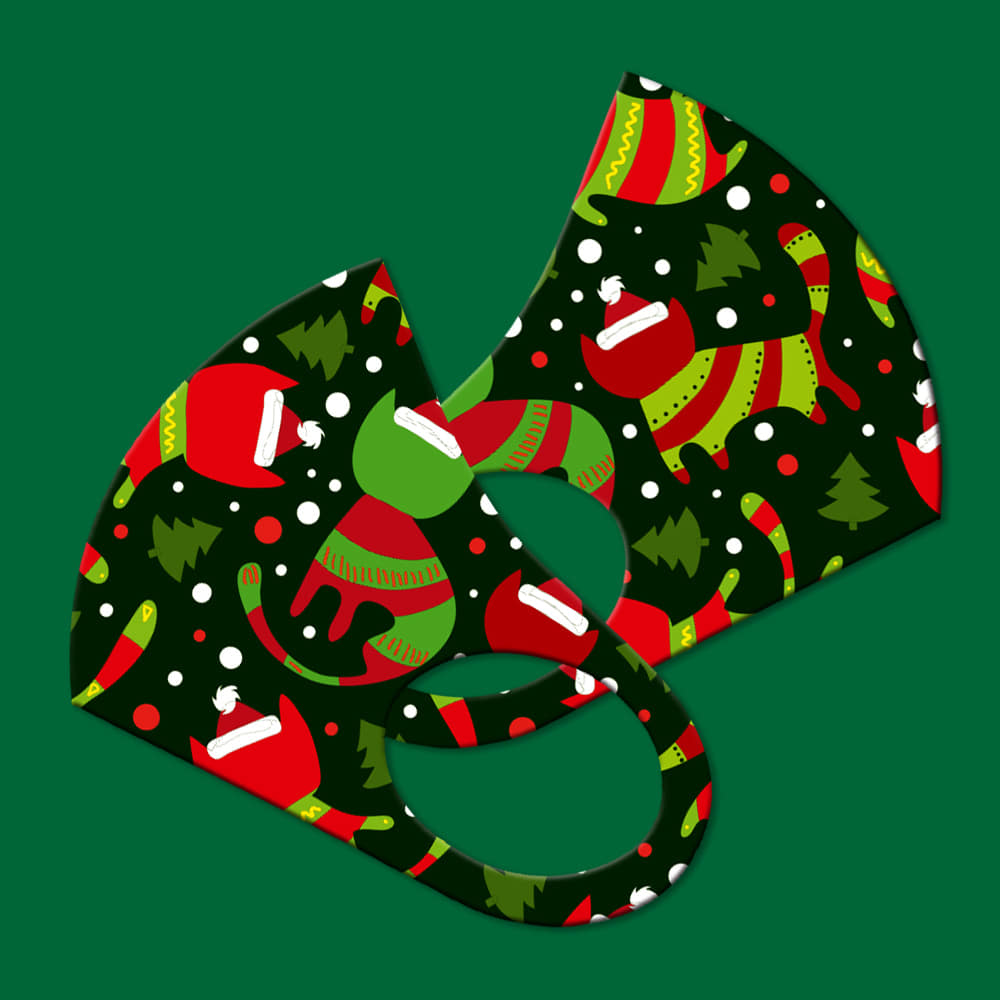 와우박스 주문제작 크리스마스 고양이 산타 3D 패션 마스크
