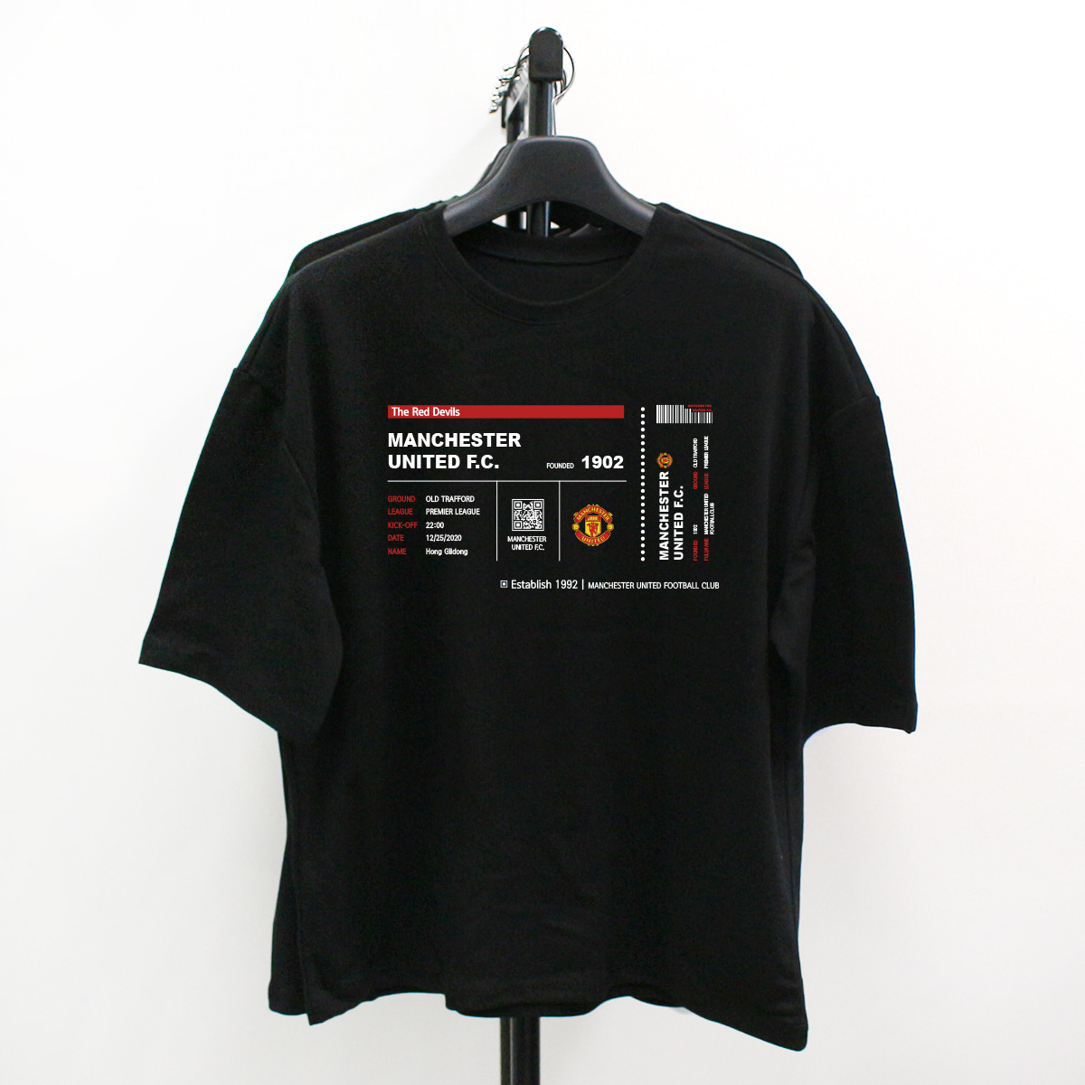 와우박스 주문제작 프리미어리그 맨유 티켓 디자인 오버핏 반팔 티셔츠